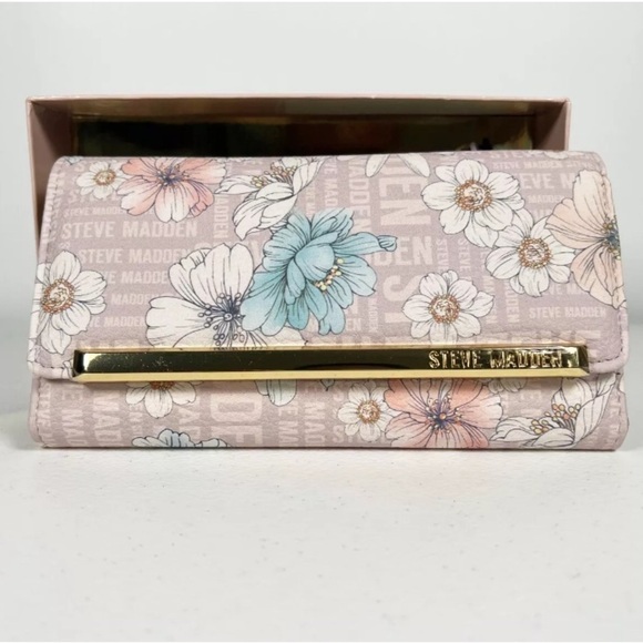 STEVE MADDEN Blush Floral Trifold Wallet Wristlet | NWOT Authentic - Picture 2 of 13